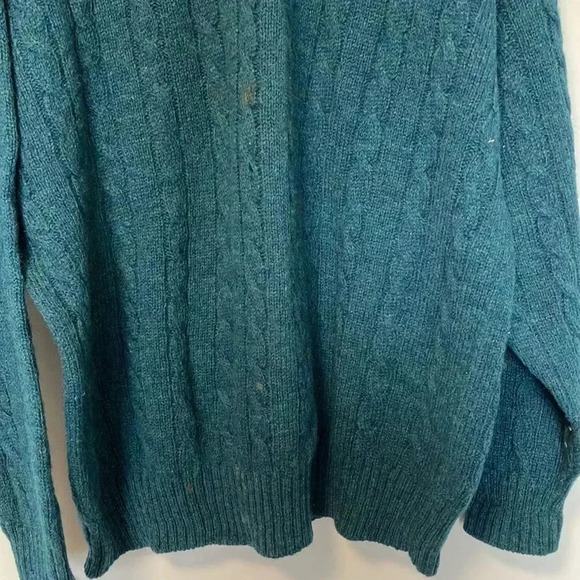 Burberry Vintage 100% wool  Made in England teal cable knit sweater - Picture 3 of 4
